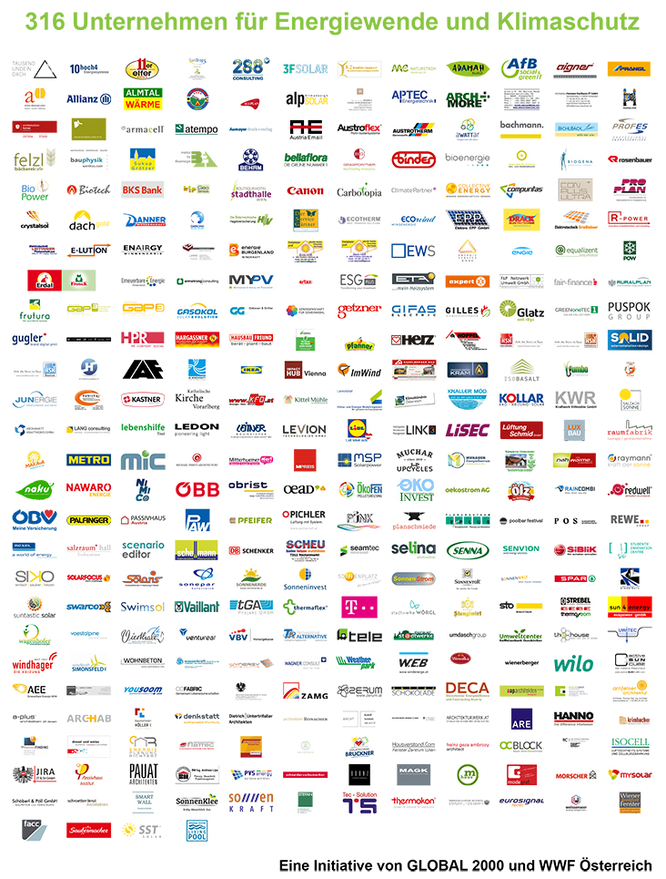 Diese Unternehmen unterstützen den Klimaschutzappell Unternehmenslogos Klimaschutzappell der Wirtschaft