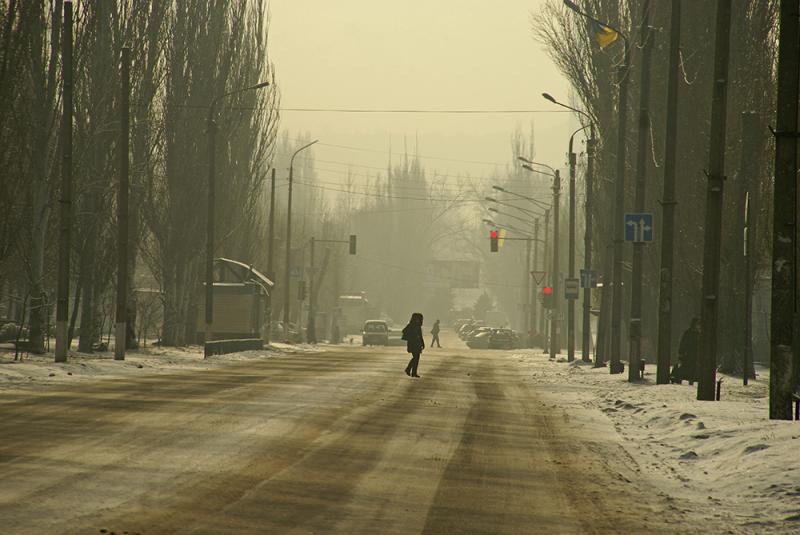 Stimmungsbild winterliche Straße in Severodonetsk