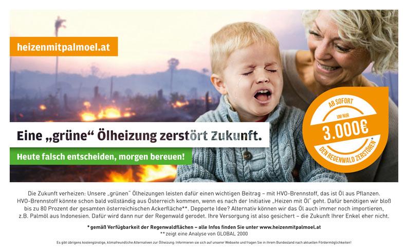 Eine ehrliche Zeitungsanzeige für die "grüne Ölheizung müsste eigentlich so aussehen