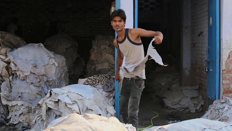 Arbeitsbedingungen in der Lederproduktion in Indien