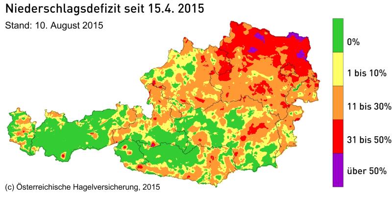 Niederschlagsdefizit seit 2015 Niederschlagsdefizit seit 2015