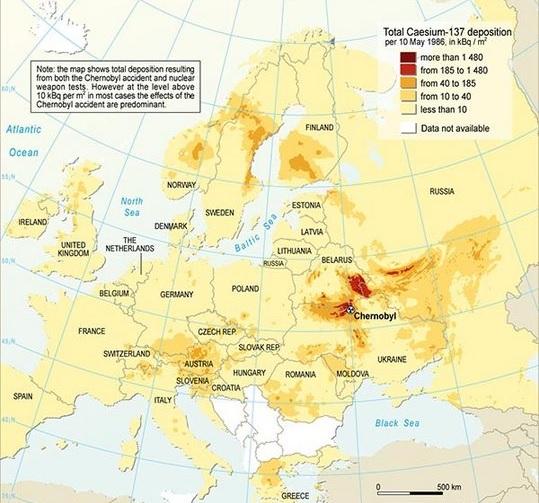 Radioaktive Belastung mit Tschernobyl Katastrophe mit Cäsium-137