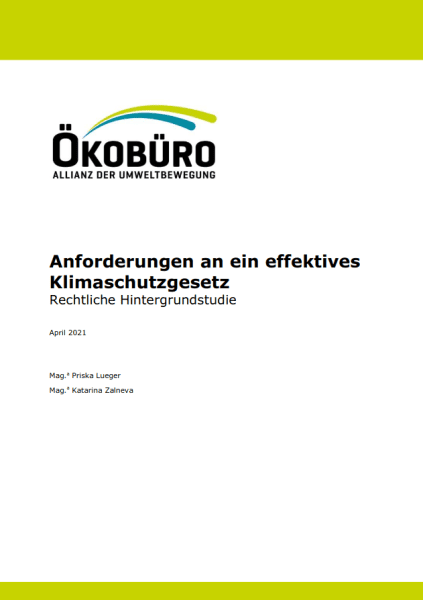 Cover "Studie Klimaschutzgesetz"