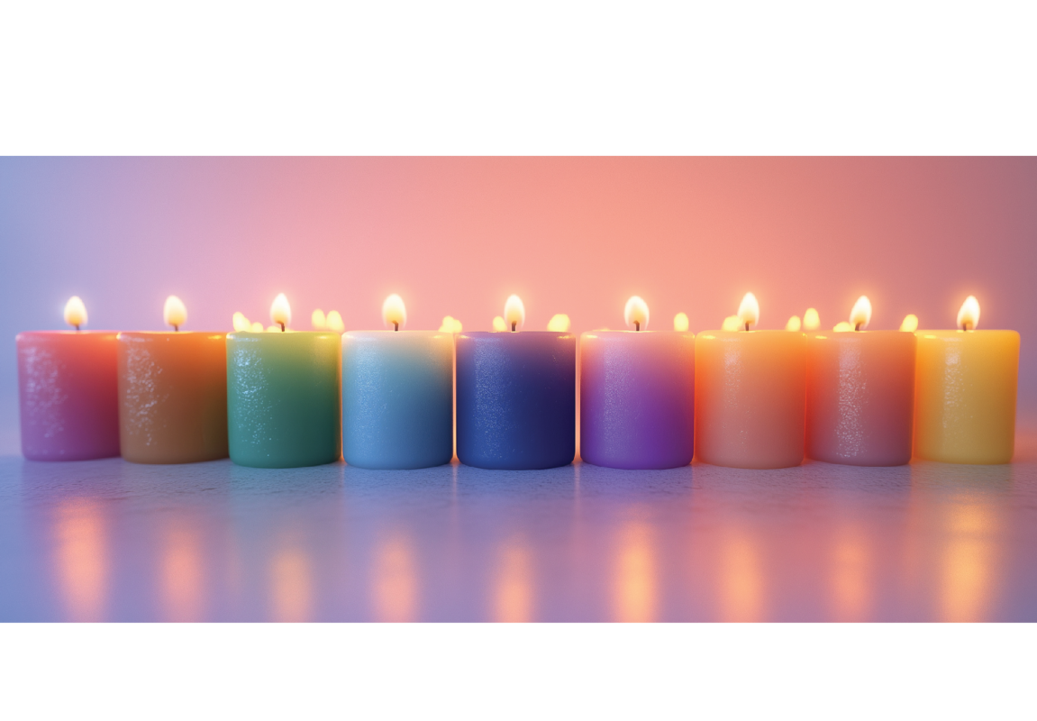 bunte Kerzen brennen