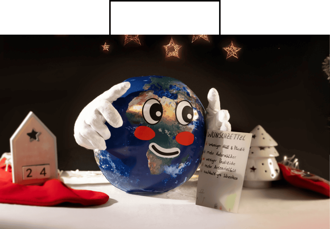 Sujet Erde mit Wunschzettel in weihnachtlicher Umgebung