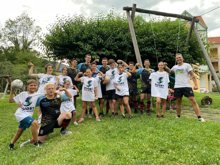 Gruppenfoto nach dem Rugby spielen