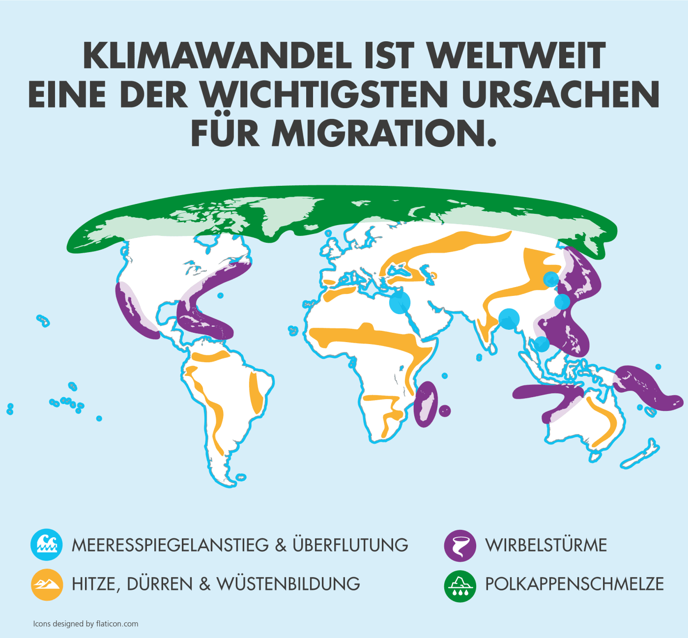 Von Klimamigration betroffene Gebiete