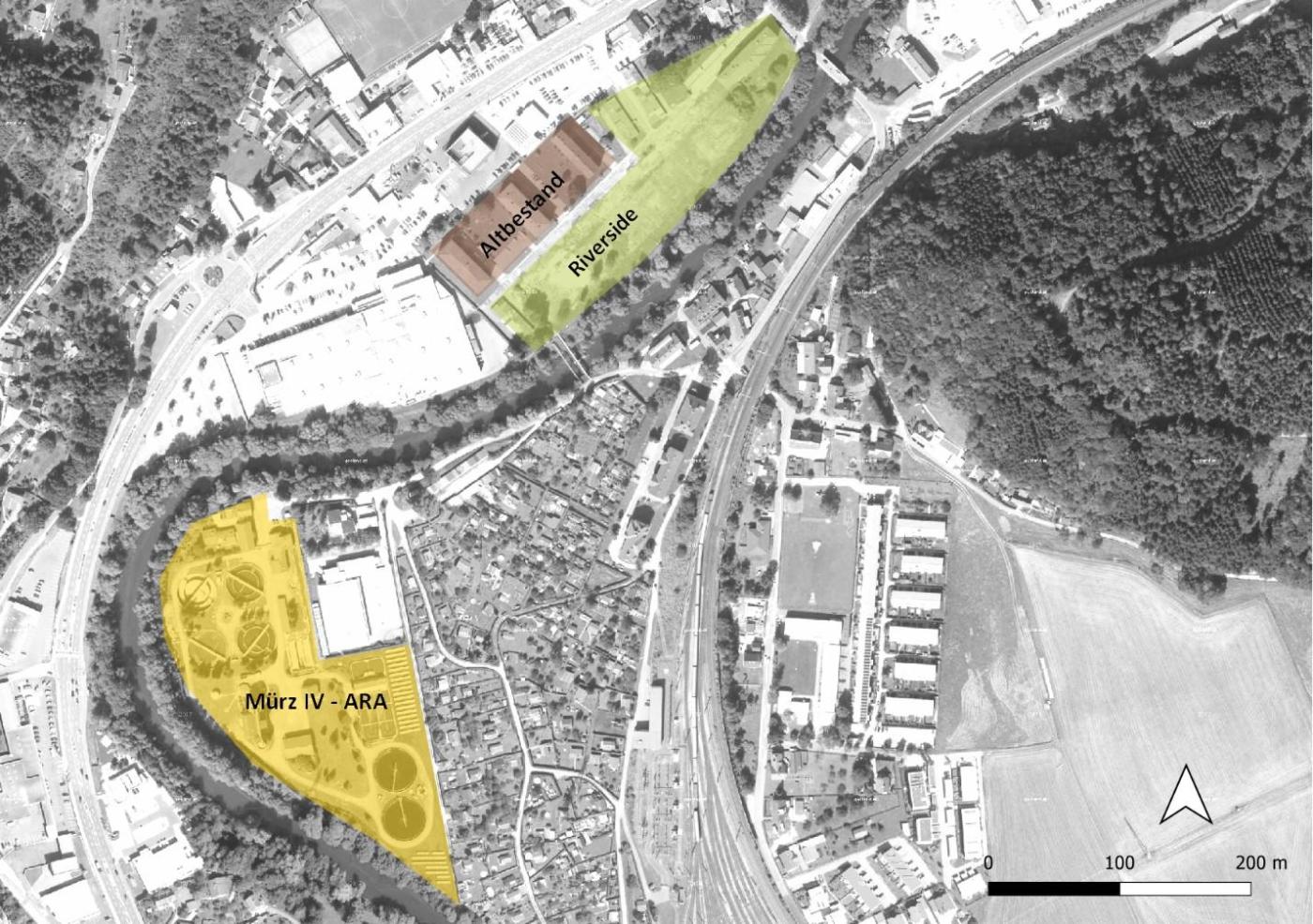 Übersichtskarte Kläranlage Kapfenberg - Versorgung der Wohngebiete