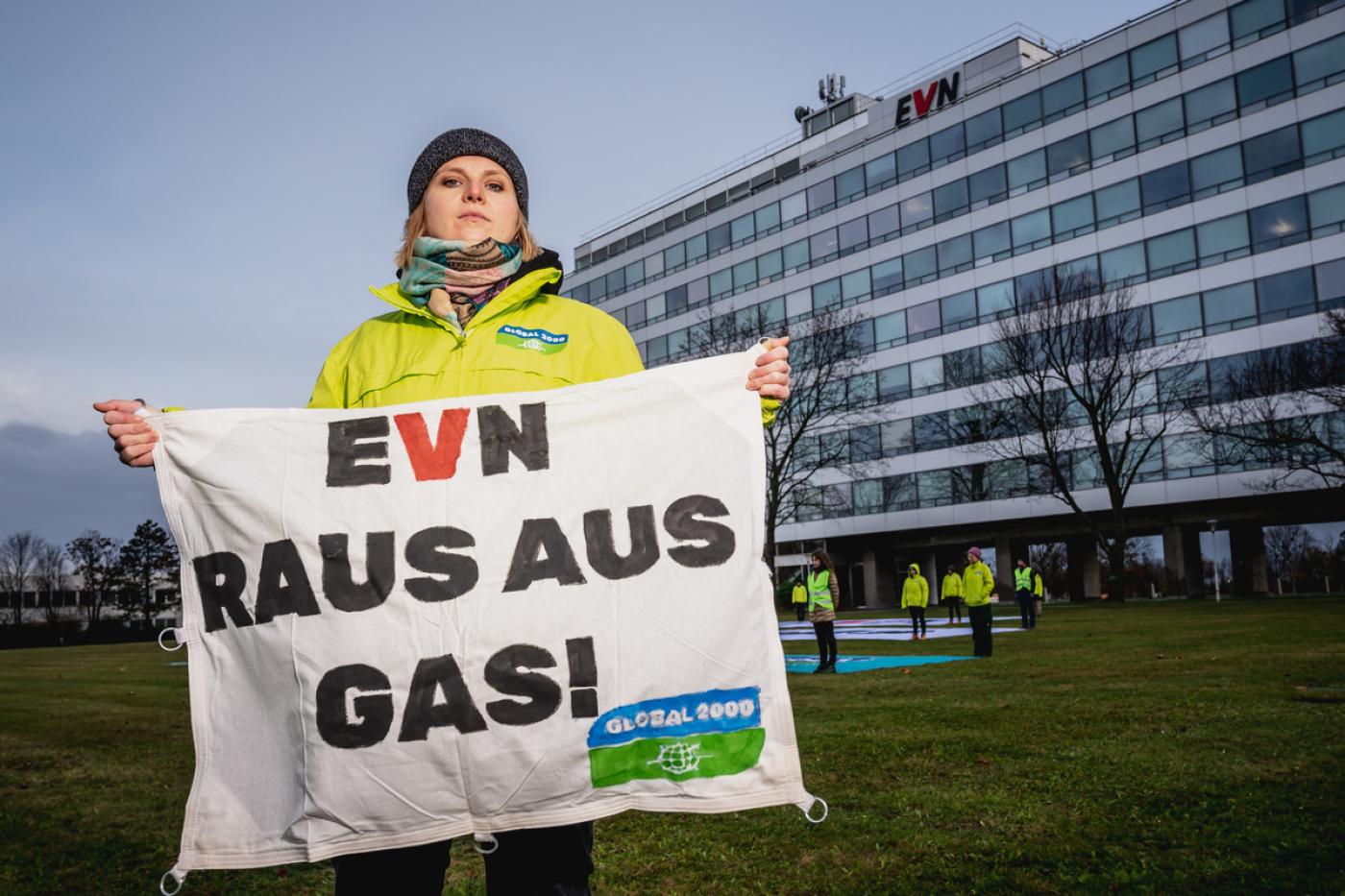 Protestaktion beim EVN-Hauptgebäude