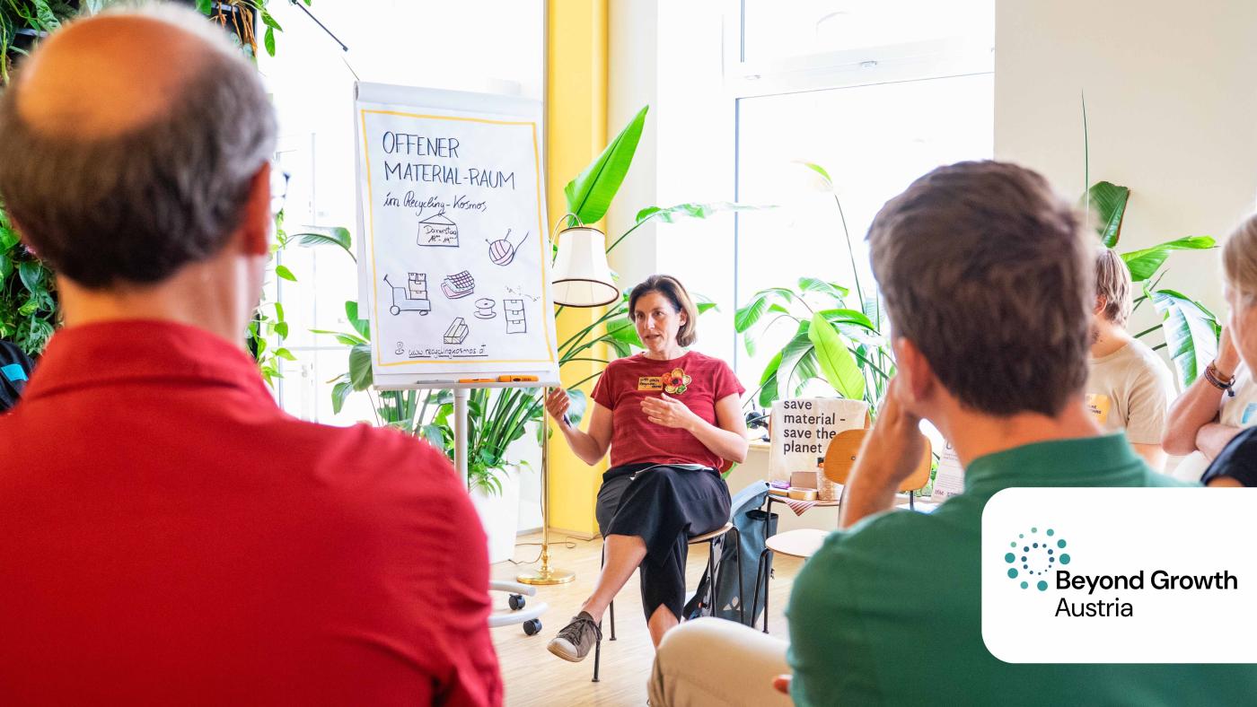Vortrag mit Flip Chart für das Projekt Postwachstum