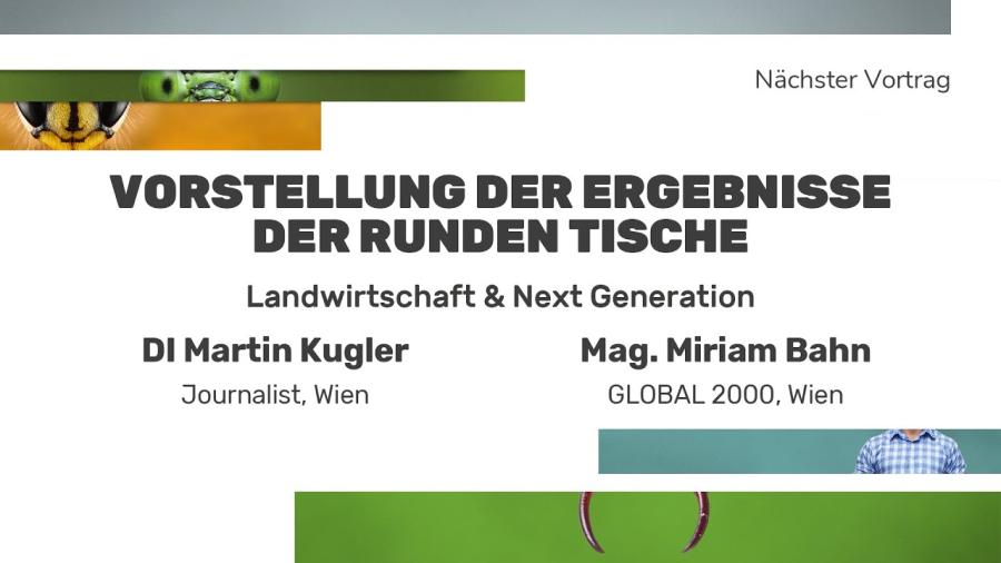 Ergebnisse Round Tables Landwirtschaft und Next Generation