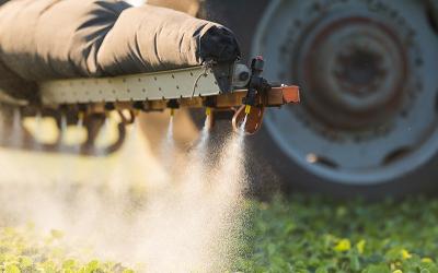 Traktor spritzt Pestizide
