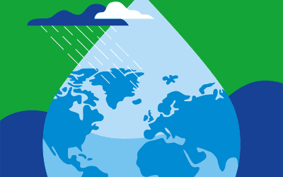 Illustration von der Erde in einem Wassertropfen