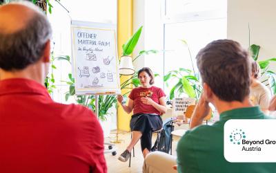 Vortrag mit Flip Chart für das Projekt Postwachstum