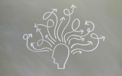 Illustration von einem Kopf mit vielen Linien wegführend