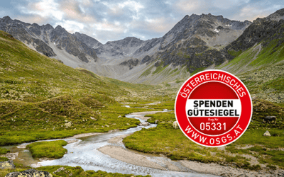 Platzertal mit Fluss Weitsicht mit Spendengütesiegel