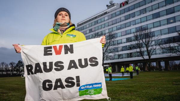 Protestaktion beim EVN-Hauptgebäude