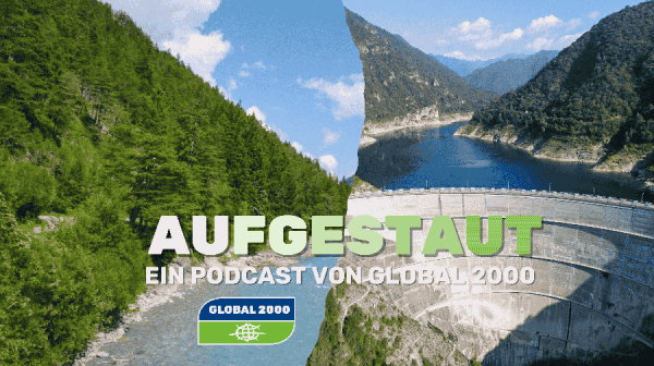 Sujet Podcast Aufgestaut von GLOBAL 2000 über den Staudamm im Platzertal
